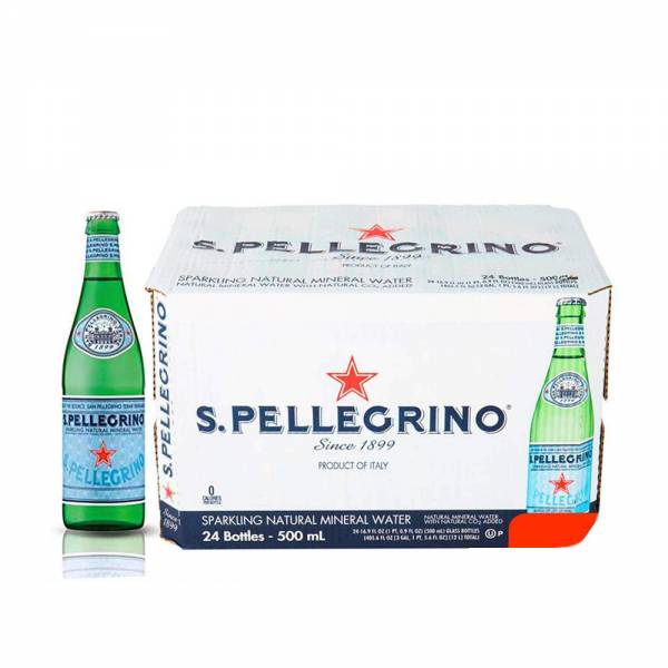 san pellegrino sparkling water 24x500ml glass bottle